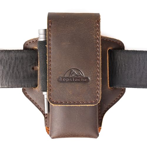 Topstache Leather Multitool Sheath for Belt - Multitool Holder - EDC Belt Organizer - Two Magnetic Closure - Darkbrown - color: Darkbrown