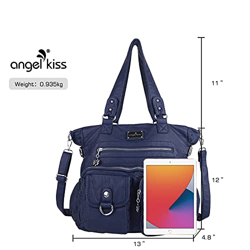 Angel Kiss Large Purses for Women Soft PU Leather Hobo Bag for Women Shoulder Bags - color: Blue