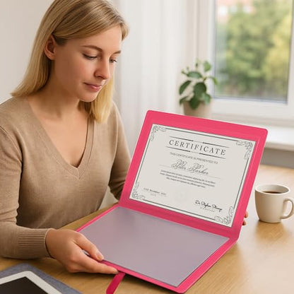Arpan A4 Certificate Presentation Folder, Faux Leather Document Organizer, Professional Portfolio Book, Conference Display Binder (Pink, 36 Pockets 72 Sides) - color: Pink