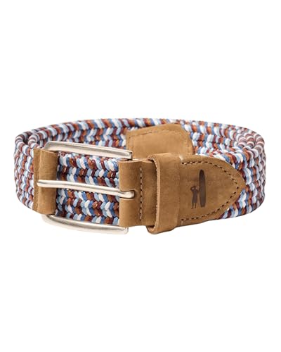 johnnie-O Cotton Stretch Belt | Men's Stretch Golf Belt | Comfortable Fit | Casual & Course - color: Brown Blue, size: X-Large