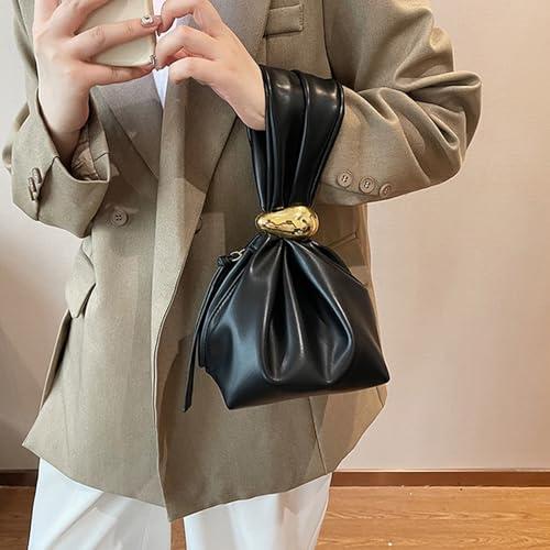 Farcauo Burgundy Wristlet Purse for Women Lightweight PU Leather Small Handbag Wristlet Pouch Bag for Daily Use - color: #F Black Wristlet Bag