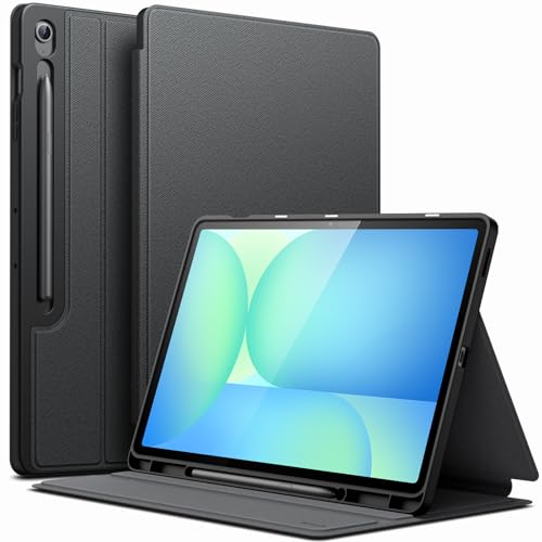 JETech Folio Case for Samsung Galaxy Tab S10 FE Plus 13.1", Black | Multi-Angle Stand Cover, S Pen Holder, Slim Protective Cover, Auto Wake/Sleep - color: Black