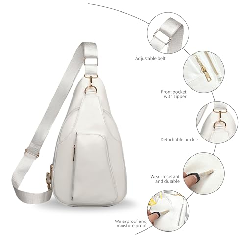 Sling Bag Set, PU Leather Sling Bag, Multi-Zipper Design for Travel, Outdoors, Valentine’s Day Gifts - color: 01-white