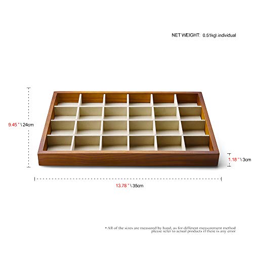 Oirlv Solid Wood Jewelry Tray,Jewelry Drawer Organizer,24 Grid(Cream) | Stackable Design,for Jewelry Necklaces Earrings and Rings,Organizing and Presentinge Legantly on Dressers&in Dresser - color: Creamy-white 24 grid tray