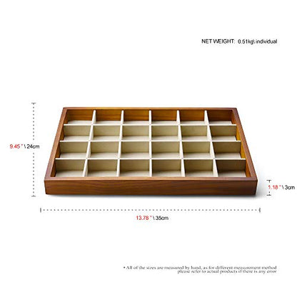 Oirlv Solid Wood Jewelry Tray,Jewelry Drawer Organizer,24 Grid(Cream) | Stackable Design,for Jewelry Necklaces Earrings and Rings,Organizing and Presentinge Legantly on Dressers&in Dresser - color: Creamy-white 24 grid tray