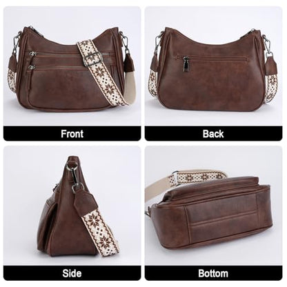 Crossbody Purses for Women Trendy Leather Crossbody Bag,Multi Pocket Shoulder Handbag Lightweight Travel Purse - color: 01-coffee