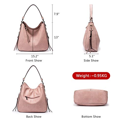 Hobo Crossbody Bag for Women, Designer Shoulder Purse Handbags - color: Pink-gun Black Hardware, size: Large-15.2 inch
