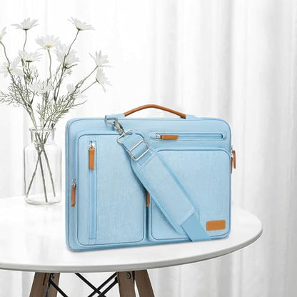 MOSISO 360 Protective Laptop Shoulder Bag, 13-13.3 inch Computer Bags | Compatible with MacBook Pro 14, HP, Dell, Lenovo, Asus, Side Open Messenger Bag with 4 Zipper Pockets&Handle, Air Blue - color: Air Blue, size: 13.3 inch