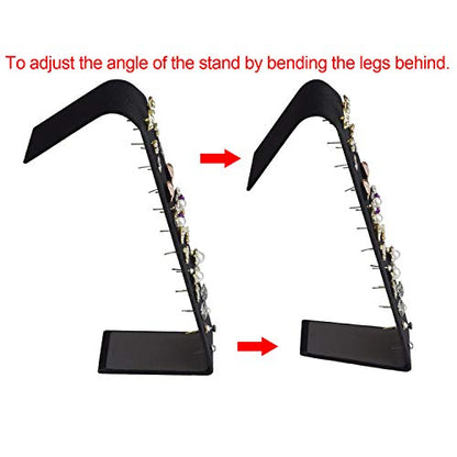 MOOCA 2-Piece Set, Premium Adjustable Earring Display Stand for 12 Pairs of Earrings, 2 W x 2 7/8 D x 6 5/8 H in, Black Velvet (Pack of 2) - color: Black, size: 2 Piece (Pack of 2)