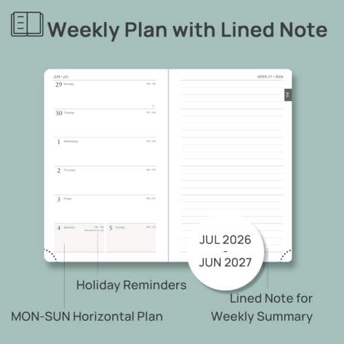POPRUN 2026-2027 Pocket Planner (Size 4''x 6.25'') Pocket Calendar Notebook | Academic Daily Planner (JUL.26-JUN.27) Appointment Book with Monthly Tabs, Inner Pocket, Leather Soft Cover - Beige - color: Beige, size: Pocket-4" X 6.25", style: Academic Year
