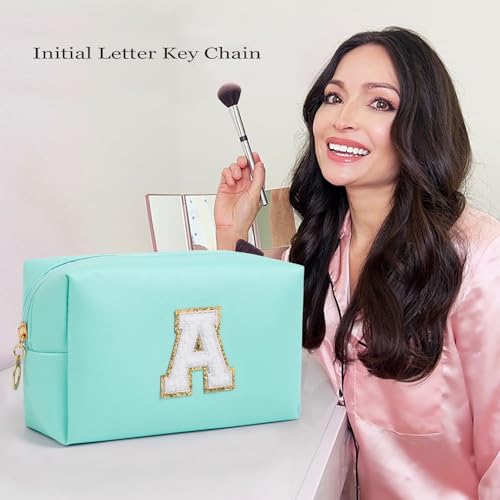 AIBFRID Birthday Gifts for Women Her,Travel Cute Makeup Bag,Large Capacity Cosmetic Bags for Women Makeup Pouch PU Leather Waterproof Cosmetic Bag (A, Blue) - color: Blue, style: A