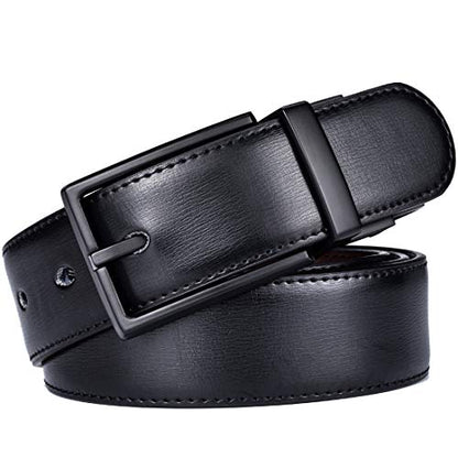 beltox fine Men's Dress Belt Leather Reversible 1.25" Wide Rotated Buckle Gift Box - color: Black/Brown Belt With 0440 Black Buckle, size: 49-50