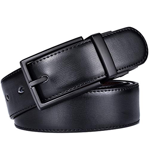 beltox fine Men's Dress Belt Leather Reversible 1.25" Wide Rotated Buckle Gift Box - color: Black/Brown Belt With 0440 Black Buckle, size: 38-40