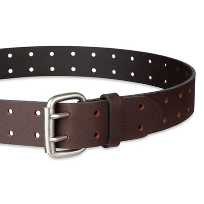 Dickies Men's Double Prong Leather Work Belt – Fully Adjustable, Regular & Big and Tall Sizes - color: Brown, size: 44