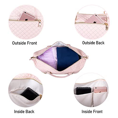 Weekender Overnight Bag Carry On Bag Travel Bag with Shoe Pouch - color: Pink