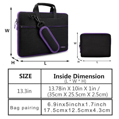 Hseok Laptop Shoulder Bag 13-14 inch Shockproof Water-Resistant HandBag with Small Case Compatible with MacBook Pro/Neo 14" M5/M4/M3/M2/M1, Mac Air/Pro 13.3", XPS 13/14, Most 13"-14" PC,Black-purple - color: Black-purple, size: 13"-14"