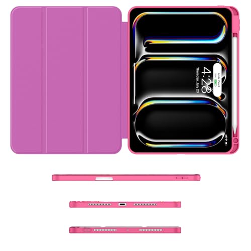 Soke Case for iPad Pro 11 Inch (M5 2025/M4 2024) - Hot Pink Marble | Built-in Apple Pencil Slot, Auto Sleep/Wake, Lightweight Protective Cover - color: C-Hot Pink Marble
