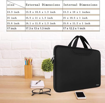 17 inch Laptop Sleeve, Resistant Neoprene Laptop Bag with Handle Briefcase | Laptop Case, Traveling Computer Protective Bag Compatible for 15 15.6 inch HP, Dell, Acer, Asus, Black - color: Black, size: 17 inch