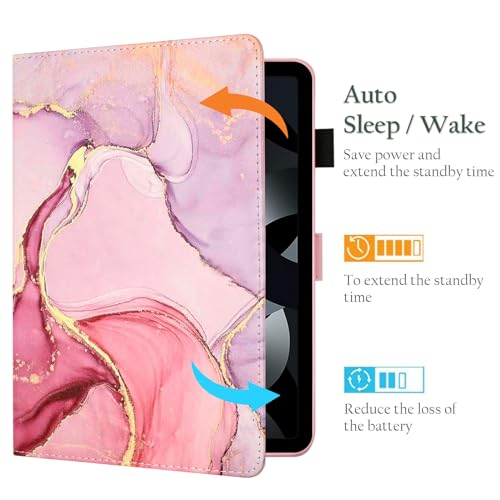 Fancity Case for iPad (A16) 11th 10th Generation 11/10.9 Inch, 2025 2022 | Premium PU Leather Protective Case with Kickstand Pencil Holder, Magnetic Cover and Smart Auto Wake/Sleep, Marble Pink - color: Marble Pink