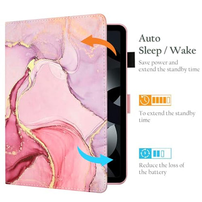 Fancity Case for iPad (A16) 11th 10th Generation 11/10.9 Inch, 2025 2022 | Premium PU Leather Protective Case with Kickstand Pencil Holder, Magnetic Cover and Smart Auto Wake/Sleep, Marble Pink - color: Marble Pink