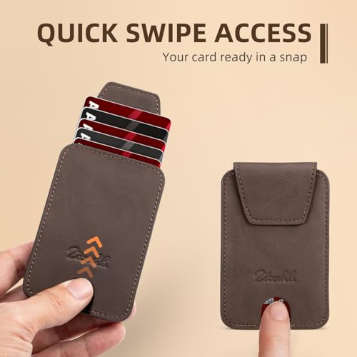 Zitahli Slim Wallet for Men and Women 6-8 Cards Minimalist Leather Credit Card Holder Front Pocket RFID Blocking Gifts Ideal Choice - color: CH Brown