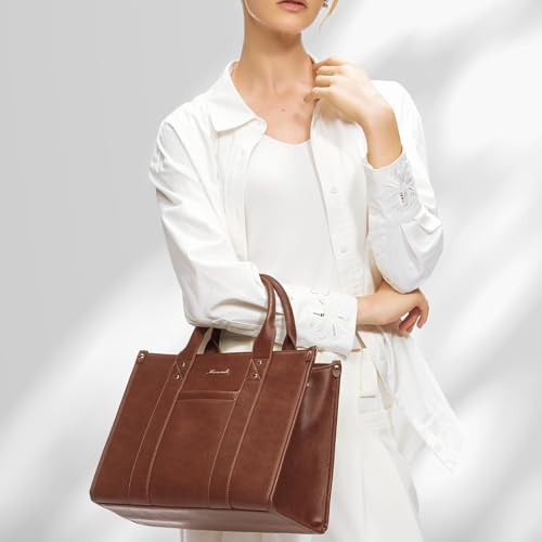 LOVEVOOK Purse for Women Leather Tote Bag Purse and Handbags, Satchel Shoulder Crossbody Top Handle Bags with Zipper - color: Brown