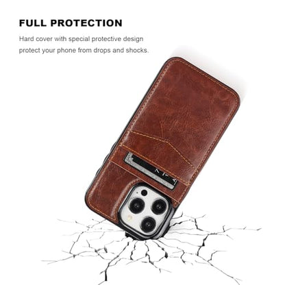 KIHUWEY for iPhone 16 Pro Max Wallet Case Card Holder for MagSafe, Brown | Wireless Charging, RFID, Flip PU Leather, Magnetic Clasp, Kickstand, Heavy Duty Protective Cover - color: Magsafe for Brown