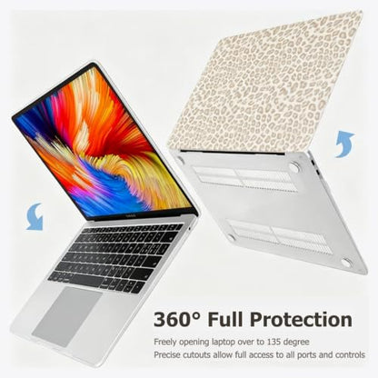 Sparkly Leopard Print Case for MacBook Air 13 inch 2026-2022 M5 M4 M3 M2 | Model A3449 A3240 A3113 A2681 - Glitter Cheetah Spots PU Leather Hard Case for MacBook Air 13.6 inch + Keyboard Cover, Beige - color: Beige