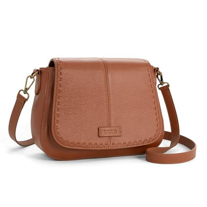 befen Leather Crossbody Bags for Women Genuine Leather Purse with RFID Card Slots Trendy Saddle Bag Womens Handbag - color: Brown