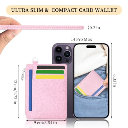 Hancynir Minimalist Slim Wallet Women Credit Card Holder, RFID Small Cute - color: 01-Lichee PK Bling Wallet