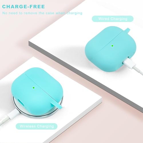 Compatible with Samsung Galaxy Buds 3 Case, Silicone Protective Cover for Galaxy Buds 3 Pro With Bracelet Keychain (Mint Green) - color: Mint Green