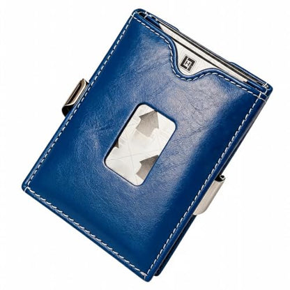 LLH Leather Trifold Wallet - RFID Blocking with Stainless Steel Locking Clip Wallet, Minimalist Front Pocket RFID Blocking Credit Card Holder (Blue) - color: Blue