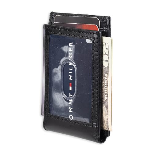 Tommy Hilfiger Men's Leather Orson RFID Bifold Wallet with Removable Passcase - color: True Black