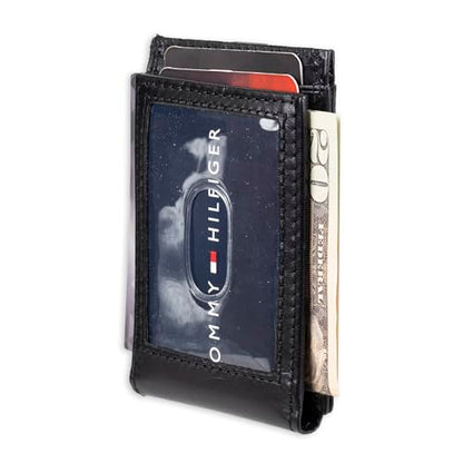 Tommy Hilfiger Men's Leather Orson RFID Bifold Wallet with Removable Passcase - color: True Black