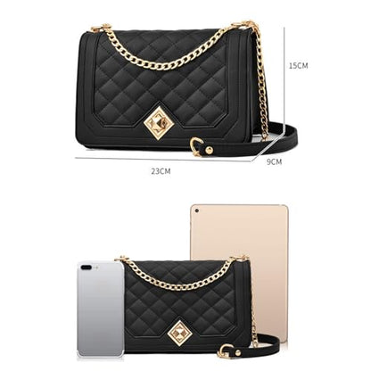 Travistar Crossbody Bags for Women Small Handbags PU Leather Shoulder Bag Purse Evening Bag Quilted Satchels with Chain Strap - color: Khaki