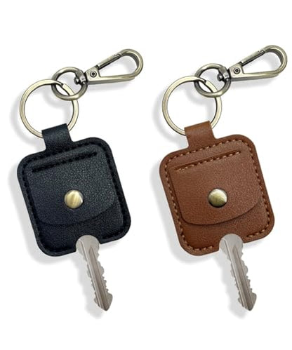 3 Pcs Leather Key Holder with Snap Closure, Keychain Sleeve with Metal Clip, Black,Brown,Red - color: Black