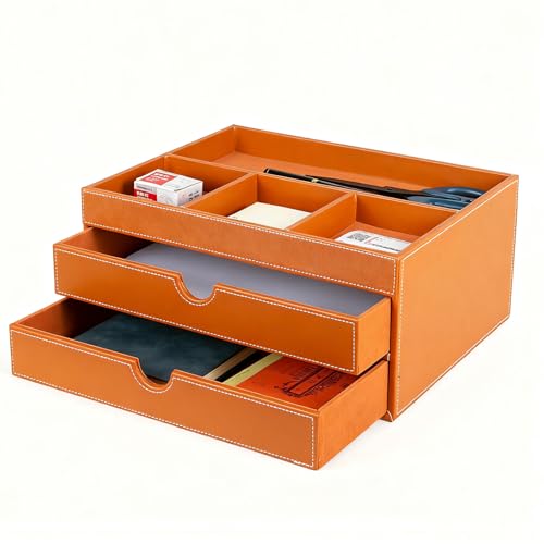Household Multifunctional Desktop Storage Cabinet, Drawers and Four Separate Organizers, Watch box Four divider Storage Box on the Bedside Table in the Room (brown) - color: brown