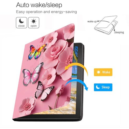 Case for Samsung Galaxy Tab S10 Lite/ S10 FE/ S9 FE 5G 10.9 Inch/ S9 11 Inch, Adjustable Stand Auto Wake/Sleep Smart Leather Cover, Butterfly Flower - color: Butterfly Flower
