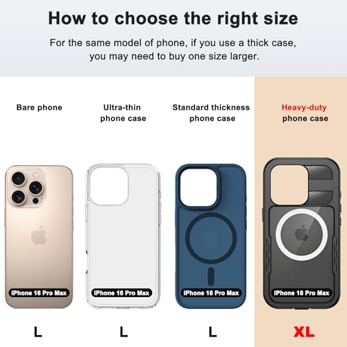 Leather Cell Phone Holster with Belt Clip Strong Magnetic Closure for iPhone Pro Max, Plus 17 16 15 14 13 12 16e, Samsung Galaxy Plus, FE S25 S24 S23 S22 S21, L-Black - color: Black, size: L