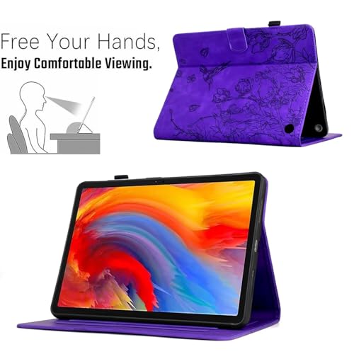 Case for Kindle Fire HD 8 & 8 Plus (12th/10th Generation 2024/2022/2020) | Embossed Hummingbird PU Leather Flip Folio Stand Cover, Auto Wake/Sleep with Card Slot for Kindle Fire HD 8/8 Plus, Purple - color: A6 Purple