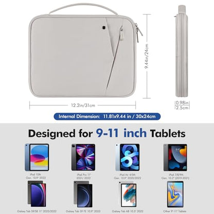 MoKo 9-11 Inch Tablet Sleeve Carry Case Padded Protective Bag with Handle | Fits New 11-inch iPad Air 4 2026/Pro M5/ A16, iPad 10th/Air 5/4th 10.9, i-Pad 9/8th 10.2,Tab S9/S8 11, Gray & White - color: Gray + White, size: 9-11 Inch