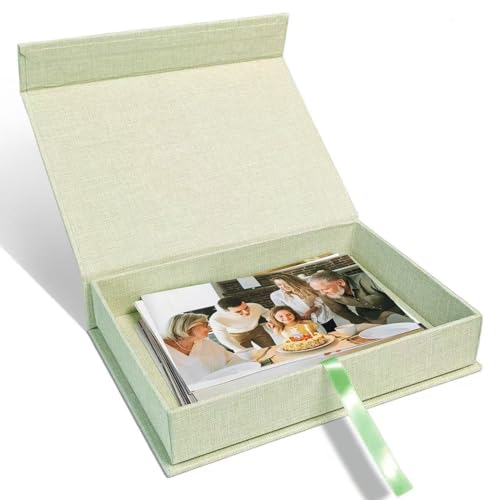 5x7" Archival Photo Storage Box with Lid – Stackable Memory Keepsake Organizer for Photos, Certificates, Jewelry & Scrapbooking Supplies, Photo Cases and Postcard Keeper Storage Container Box Green - color: GrassGreen, size: 5" x 7"