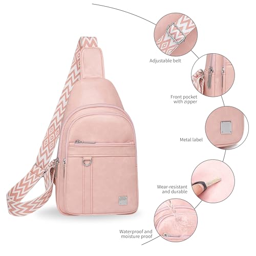 Sling Bag Set, PU Leather Sling Bag, Multi-Zipper Design for Travel, Outdoors, Valentine’s Day Gifts - color: 03-pink