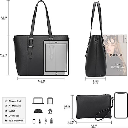Women Purses and Handbags Tote Shoulder Bag Top Handle Satchel Bags for Ladies - color: Z Black 2pcs Set