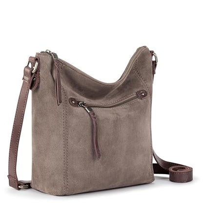 The Sak Ashland Crossbody Purse - Women's Leather Handbag For Everyday & Travel - Cross Body With Adjustable Shoulder Strap - color: Mushroom Suede
