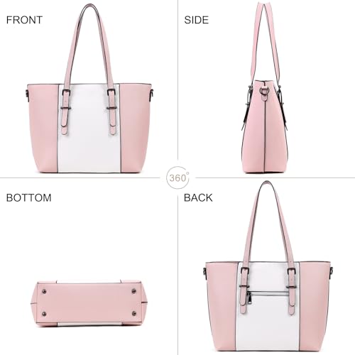 Women Purses and Handbags Tote Shoulder Bag Top Handle Satchel Bags for Ladies - color: Light Pink/White