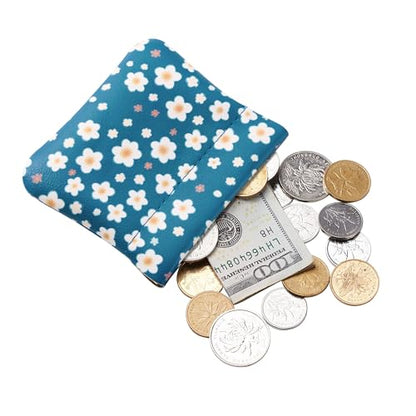 Travelambo Leather Squeeze Coin Purse Pouch Change Holder For Men & Women - color: Cute Floral