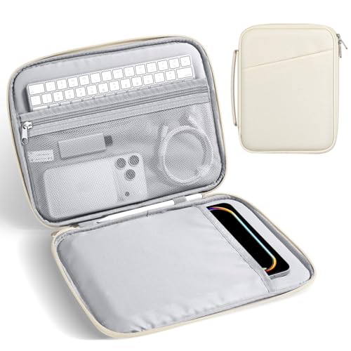 MoKo 9-11 Inch Padded Tablet Sleeve Protective Carrying Case with Handle | Fits iPad Air 11-inch M4, iPad A16, iPad Pro 11-inch M5, iPad 10th/Air 5/4th 10.9 and iPad 9/8th 10.2, Beige - color: Beige, size: 9-11 Inch