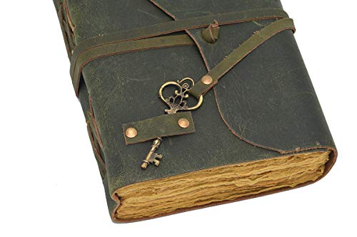 Leather Journal Writing Notebook - Antique Handmade Leather Bound journal with deckle edge paper For Men And Women Diary Large 7.5" X 5.5" Inches, Gift For Art Sketchbook, Travel Diary And Notebooks To Write In (7.5" X 5.5") (11.50" X 8.25") - size: 11.50