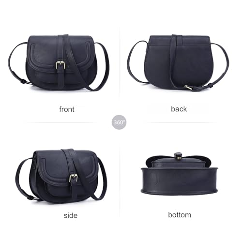 AFKOMST Crossbody Bags for Women,Small Saddle Purse and Boho Cross Body Handbags,Vegan Leather - color: Navy